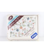 NOS Vtg 70s Mid Century Modern MCM Flower 4 Piece Sheet Set Full 2 Pillo... - $69.25