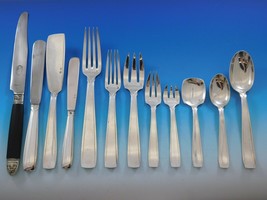 Art Deco Puiforcat French 950 Sterling Silver Flatware Set Dinner Service 125 pc - £17,424.98 GBP