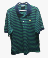 Masters Golf Augusta Georgia Mercerized Cotton Green Blue Striped Polo S... - $13.51