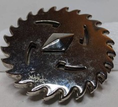 Belt Buckle Spinning Circular Saw Blade Vintage 1990&#39;s Construction Carpentry - £11.81 GBP