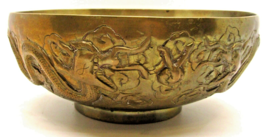 Antique Chinese Heavy Brass Dragon Design Bowl  - £77.09 GBP