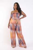 Plus Size Orange smocked Tube strapless Self Tie Wide Leg long pant Jump... - $25.00