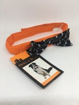 Halloween Dog Collar- Orange w/ Black and White Dancing Skeletons Bowtie Collar - £5.45 GBP