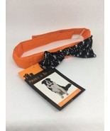 Halloween Dog Collar- Orange w/ Black and White Dancing Skeletons Bowtie... - £5.41 GBP