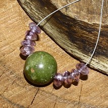 Green Jasper Smooth Round Amethyst Bead Briolette Natural Loose Gemstone... - £2.33 GBP