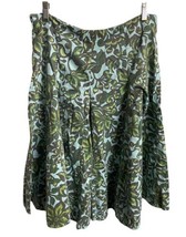 Merona Cotton Womens Blue Skirt Size 8 Green Fit and Flare Floral - £9.75 GBP