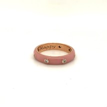 Vintage Sterling Signed 925 Vietnam Happy Inlay Pink Enamel and CZ Band Ring 10 - £43.65 GBP