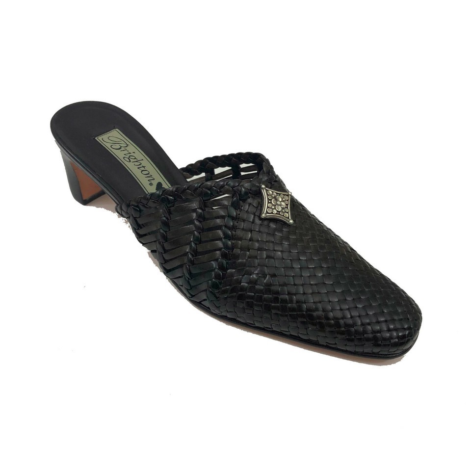 EBrighton Abby Black Brown Leather Woven Mules US 6.5M Item image 2