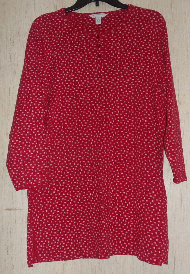EXCELLENT WOMENS CHARTER CLUB RED W/ FLORAL PRINT KNIT NIGHTGOWN  SIZE L - $21.46