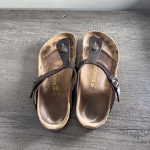 Birkenstock Sandals Womens Sz 40 US 9 9.5 Gizeh Birkibuc Brown Leather T... - $29.87