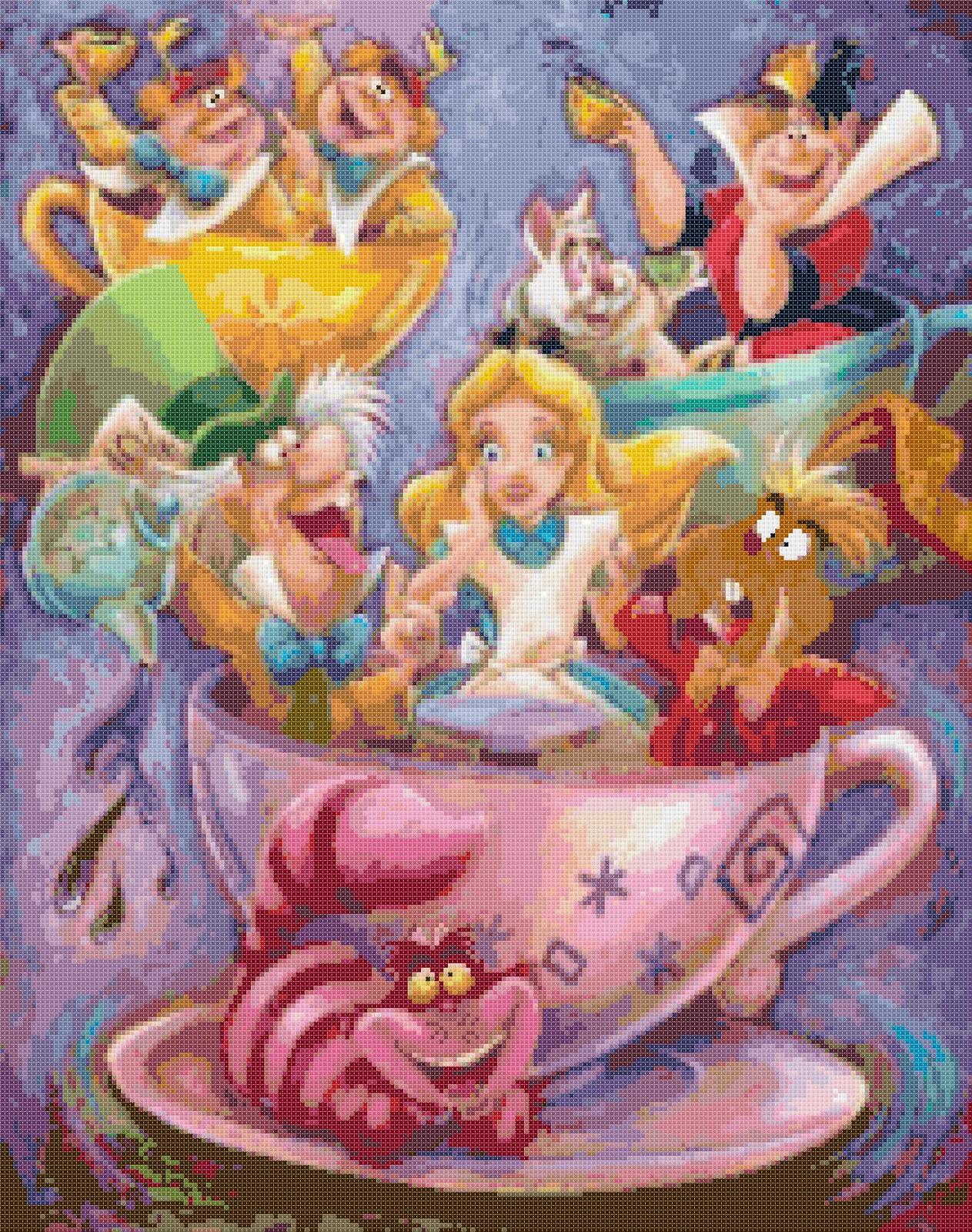 counted cross stitch pattern alice in wonderland chart 217x275 stitches BN1194