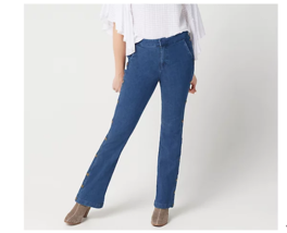 G.I.L.I. Petite Plus 18 Dual Stretch Side Button Flared Jeans Medium Wash - £15.23 GBP