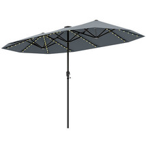 13 FT Large Patio Umbrella with LED Solar Lights and Crank Handle-Gray -... - $2,738.03 MXN