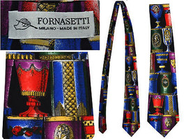 FORNASETTI Cortata  homme 100% soie fabriquée en Italie FR12 T0P - £90.40 GBP