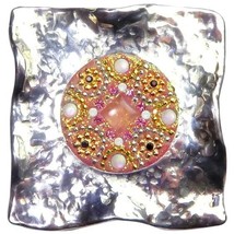 Orit Schatzman Sterling Silver Rose Quartz Jeweled Brooch Pin Pendant - £36.08 GBP