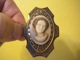 (CA1-50) RARE African American LADY Ivory pine resin CAMEO brass Pin Pendant - £24.90 GBP