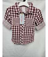 New Cat And Jack Burgundy Toddler Boys 2T Reversible Plaid/Stripe Flannel - $13.66 CAD