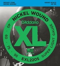 D&#39;Addario EXL220S Bass Strings Short Scale Super Light 40-95 Electric - £33.02 GBP