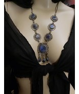 Vintage Tribal Kuchi Afghan Lapis Lazuli Medallions Pendant Necklace - $32.73