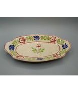 Hand Painted Oval Ceramic Serving Celery Dish Cream Floral Motif 8.5&quot;L - £6.75 GBP
