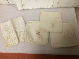 Lot of 4 vintage Hanky Hankies 1950&#39;s candlelight beautiful for weddings  - $17.82