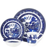 Vintage Dinnerware Set Ceramic Dishes Plates Bowls Mug White Blue Willow... - £62.68 GBP