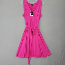 B by Bobeau Women Dress Size XL Pink Stretch Midi Bold Preppy Sleeveless V-Neck - £12.03 GBP