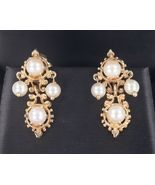 14k Gelbgold Perle Lang Anschraubbar Keine Post Ohrringe Atemberaubend - €892,15 EUR