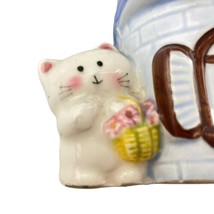 Kitty Cat Windmill Coin Bank Porcelain ST 34-4 Blue and White - $19.25