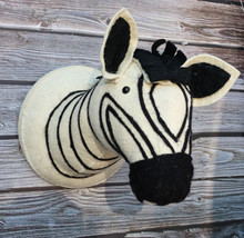 Adorable Animal Safari Zebra Horse Head Whimsical Soft Plush Doll Wall Decor - £31.35 GBP