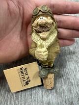 Vintage Spit N Whittle Bottle Windy Tailspin Wine Cork Carved Pilot Airp... - $24.74