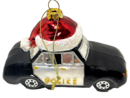 Robert Stanley Police Car Santa Hat Glass Christmas Tree Ornament 5 x 2.5&quot; - £13.80 GBP