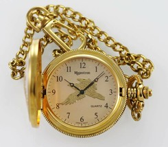 Majestron Reloj Hombre Bolsillo Oro Plata Inoxidable Steelcasual Águila Cuarzo - £19.60 GBP