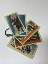 VINTAGE Smurfs 1980s Keychain  6 Double Sided Comic Story Board Scenes - £7.10 GBP