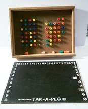 Alphabet Pegboard Wood Pegs Transogram Tak-a-Peg Kit Wood Box Blackboard... - £27.24 GBP