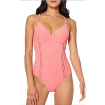 JESSICA SIMPSON One-piece Cutout Swim Bathing Suit Braided Jacquard Swimwear - £32.87 GBP