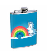 Tasty Rainbow Unicorn Em1 Flask 8oz Stainless Steel Hip Drinking Whiskey - £11.83 GBP