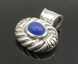 925 Sterling Silver - Vintage Cabochon Lapis Lazuli Oval Swirl Pendant - PT19327 - £28.70 GBP