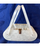 1950&#39;s Lucite Purse Clear Lid Opalescent Box Style Ladies Handbag Double... - $98.95