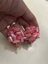 Vintage Japan Large Pink Shell Clip Earrings - £9.64 GBP