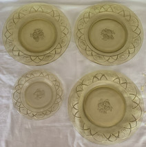 (4) Amber Rosemary Dutch Rose Plates Federal Depression Glass Mayfair - $8.00