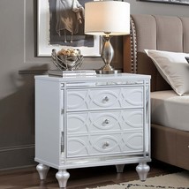 Mirrored Nightstand with 3 Drawers - Silver - £224.98 GBP