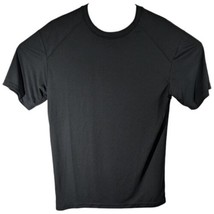 Solid Black Short Sleeve Workout Shirt Mens M Medium Polyester Crew Neck... - £12.78 GBP