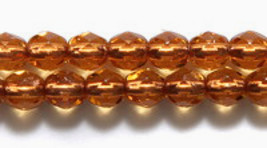 4mm Fire Polish, Copper Lined Topaz, Czech Glass Beads 100 pc - $2.75