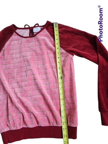 Hanna Anderson Pink stripe velour bow pullover sweater Size 160 Or 12 Years New Item image 3