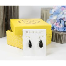 Kendra Scott Camelia Black Faceted Glass Rhodium Plated Drop Earrings NWT - £58.82 GBP