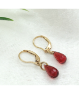 14k Gold 4.43 Carat TW Genuine Natural Garnet Briolette Drop Earrings (#... - $10,742.28 MXN