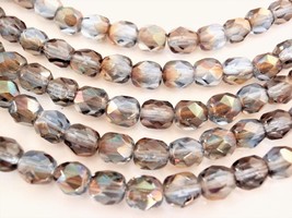 25 6 mm Czech Glass Fire Polished Beads: Light Sapphire - Celsian - $33.58 MXN