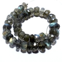 Natural Labradorite Faceted Rondelle Beads 6 inch Briolette Loose Gemstone - £5.49 GBP