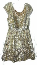 B. Darlin Gold Sequin A-Line Crinoline Party Dress Sz Jrs 11/12 or 3/14 ? - £53.95 GBP